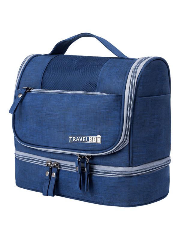 Trousse de toilette multi compartiments pratique à suspendre plusieurs coloris modèle bleu marine