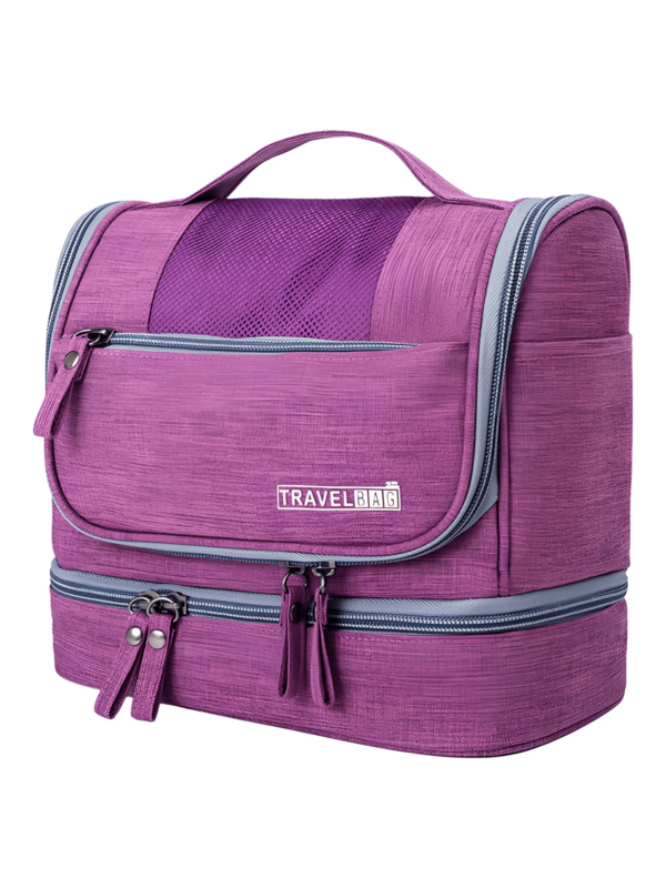 Trousse de toilette multi compartiments pratique à suspendre plusieurs coloris modèle violet