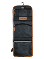 Trousse de toilette pliable à suspendre en cuir marron Trousse de toilette pliable à suspendre en cuir marron