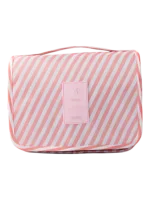 Faltbare und einfach aufzuhängende Hygienebeutel für Mädchen. Bunte Streifen. Rosa und weiße Streifen Faltbare und einfach aufzuhängende Hygienebeutel für Mädchen. Bunte Streifen. Rosa und weiße Streifen