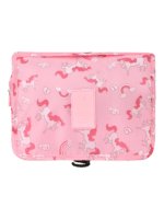 Trousses de toilette roses pour fille pliables facile à suspendre modèle Licorne motif de licornes