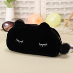 Colored cat cosmetic bag black color