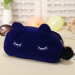Colored cat cosmetic bag blue color