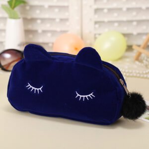 Colored cat cosmetic bag blue color