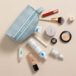 Ladies cosmetic travel bag with cosmetics
