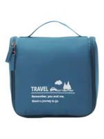 Petite trousse de toilette voyage minimaliste, avec crochet à suspendre, compartiments, coloris homme ou femmes bleu