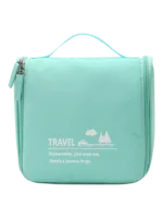 Small, minimalist travel toiletry bag, with hanging hook, compartments, turquoise blue men's or women's colors Small, minimalist travel toiletry bag, with hanging hook, compartments, turquoise blue men's or women's colors