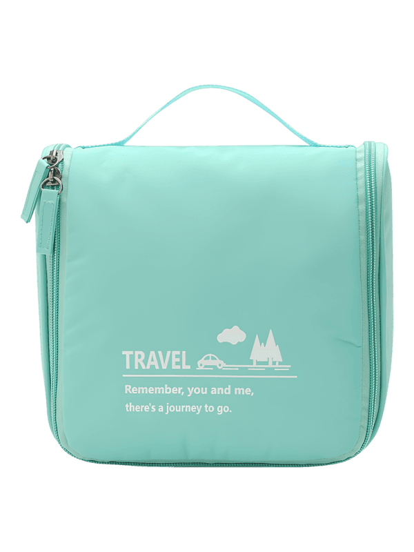 Piccola borsa da toilette da viaggio minimalista, con gancio per appendere, scomparti, in blu turchese per uomo o donna