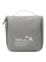 Petite trousse de toilette voyage minimaliste, avec crochet à suspendre, compartiments, coloris homme ou femmes gris