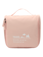 Small minimalist travel toiletry bag, with hanging hook, compartments, pink men's or women's colors Small minimalist travel toiletry bag, with hanging hook, compartments, pink men's or women's colors