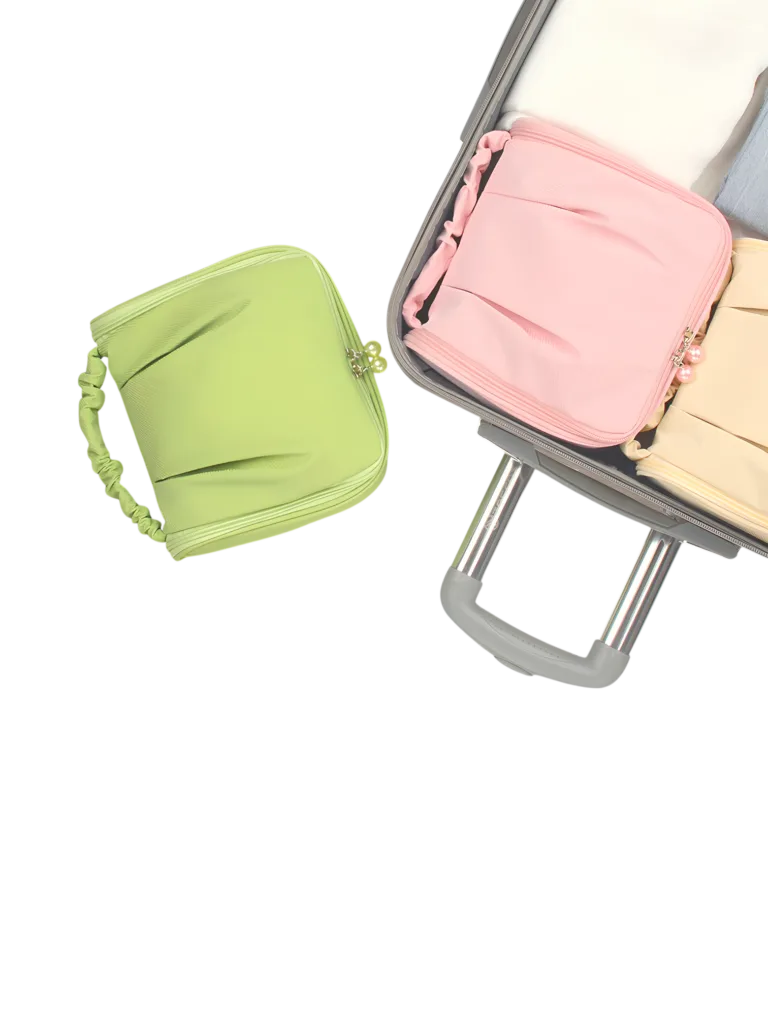 Trousse à cosmétique de voyage multifonction, maquillage et toilette, à suspendre et avec compartiments facile à ranger dans une valise