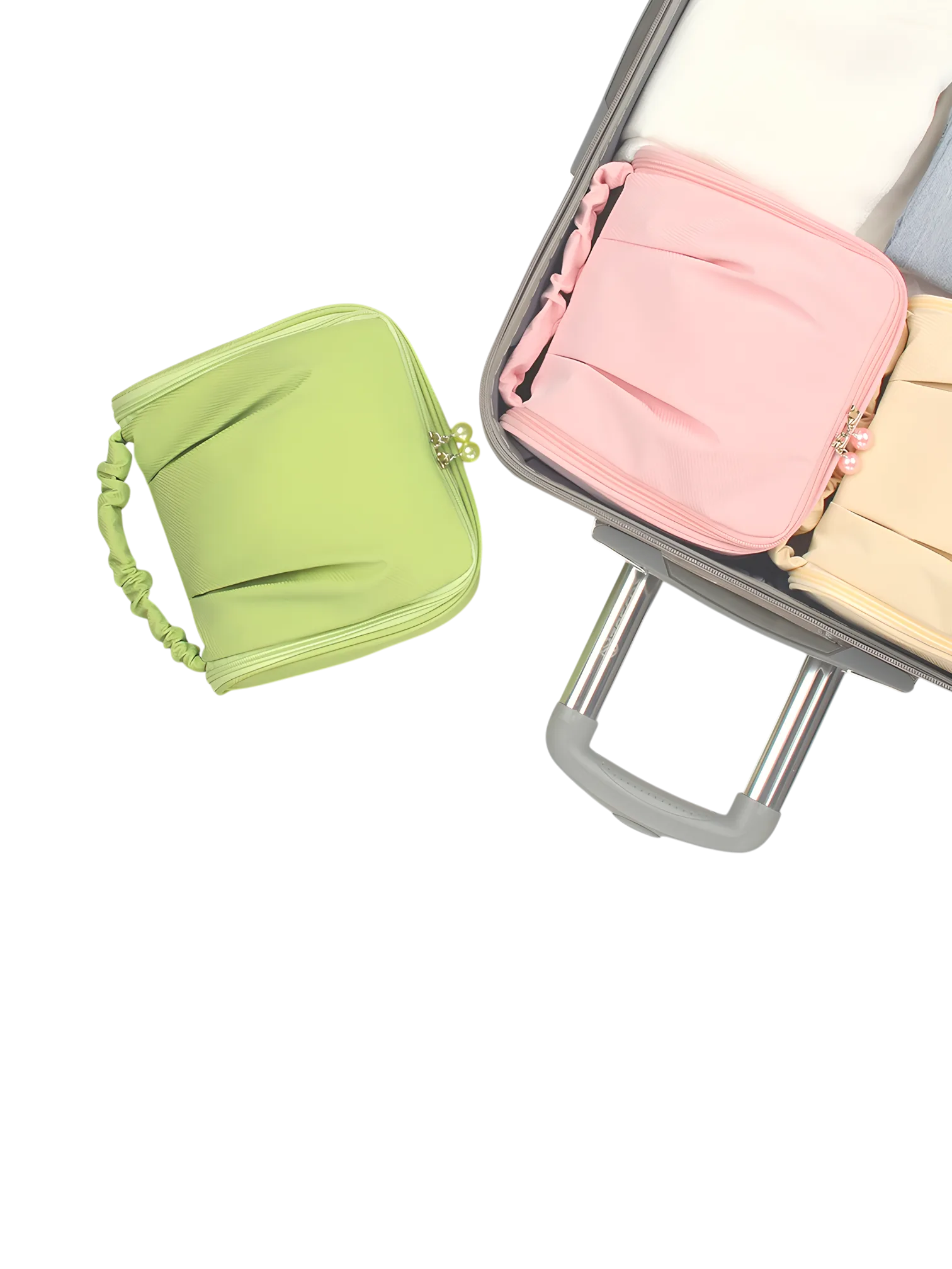 Trousse à cosmétique de voyage multifonction, maquillage et toilette, à suspendre et avec compartiments facile à ranger dans une valise