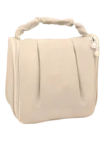 Trousse à cosmétique de voyage multifonction, maquillage et toilette, à suspendre et avec compartiments modèle beige