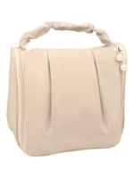 Multifunctionele reiscosmeticatas, voor make-up en toiletartikelen, om op te hangen en met compartimenten, beige model Multifunctionele reiscosmeticatas, voor make-up en toiletartikelen, om op te hangen en met compartimenten, beige model