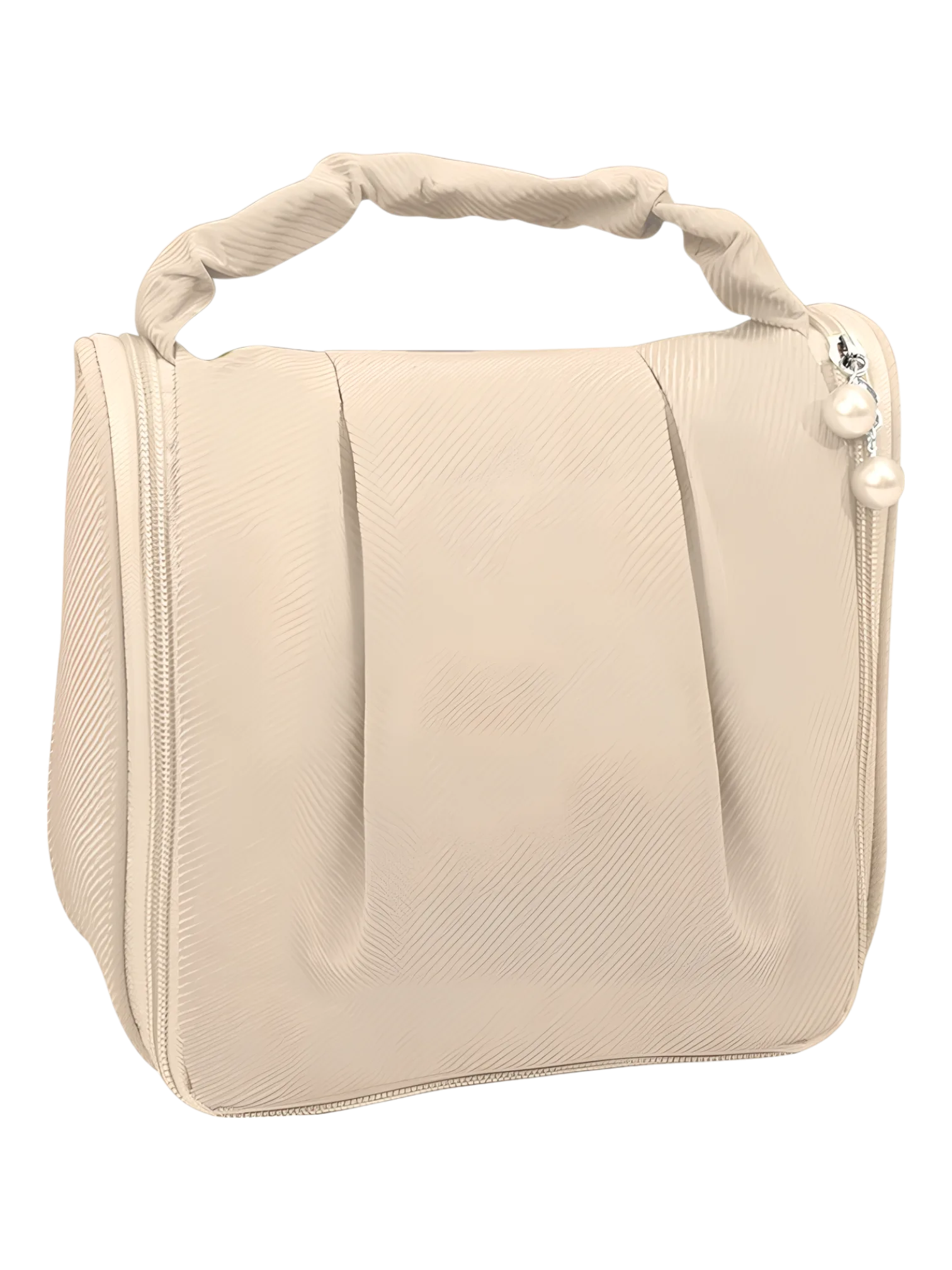 Trousse à cosmétique de voyage multifonction, maquillage et toilette, à suspendre et avec compartiments modèle beige