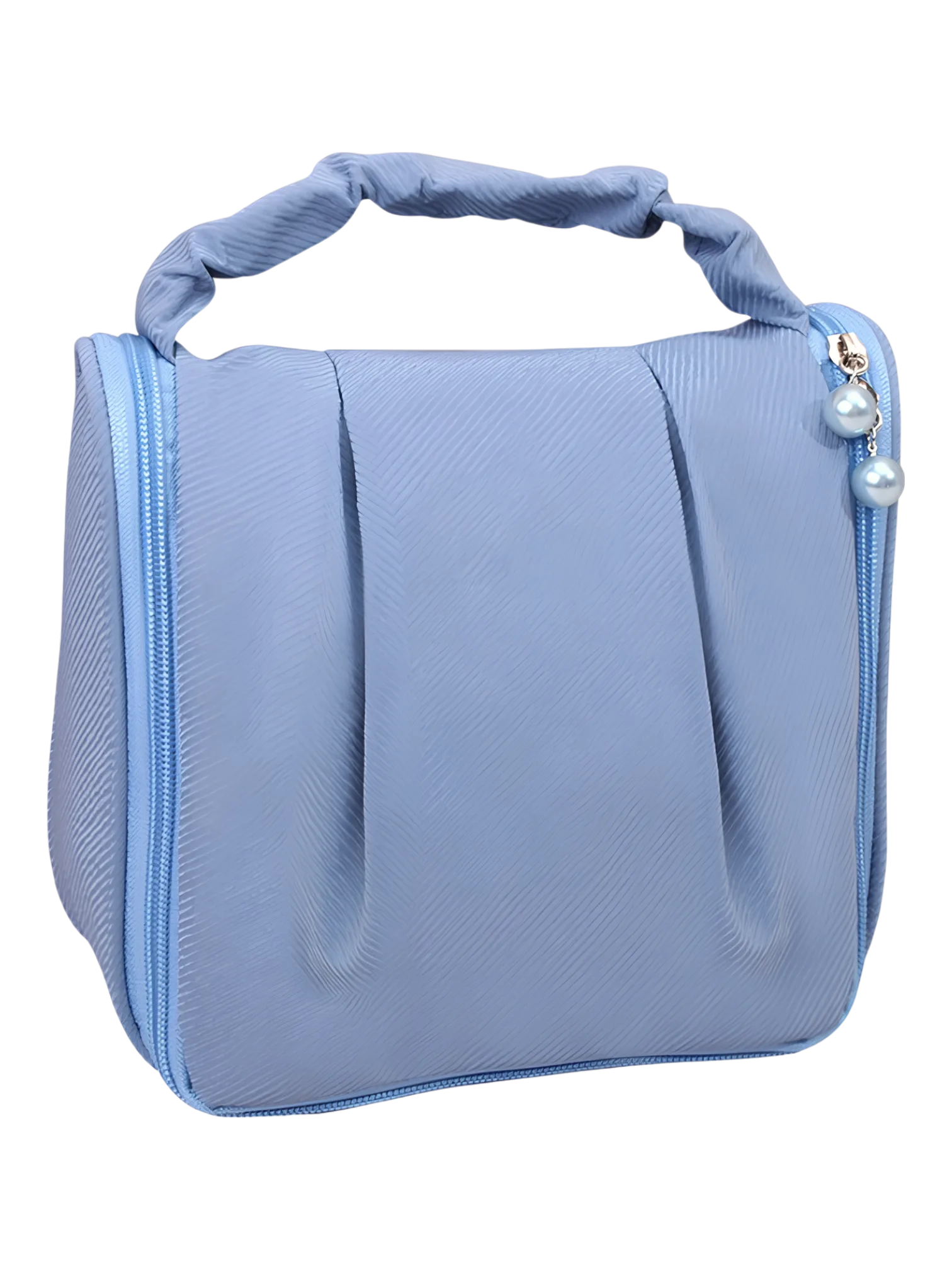 Trousse à cosmétique de voyage multifonction, maquillage et toilette, à suspendre et avec compartiments modèle bleu ciel
