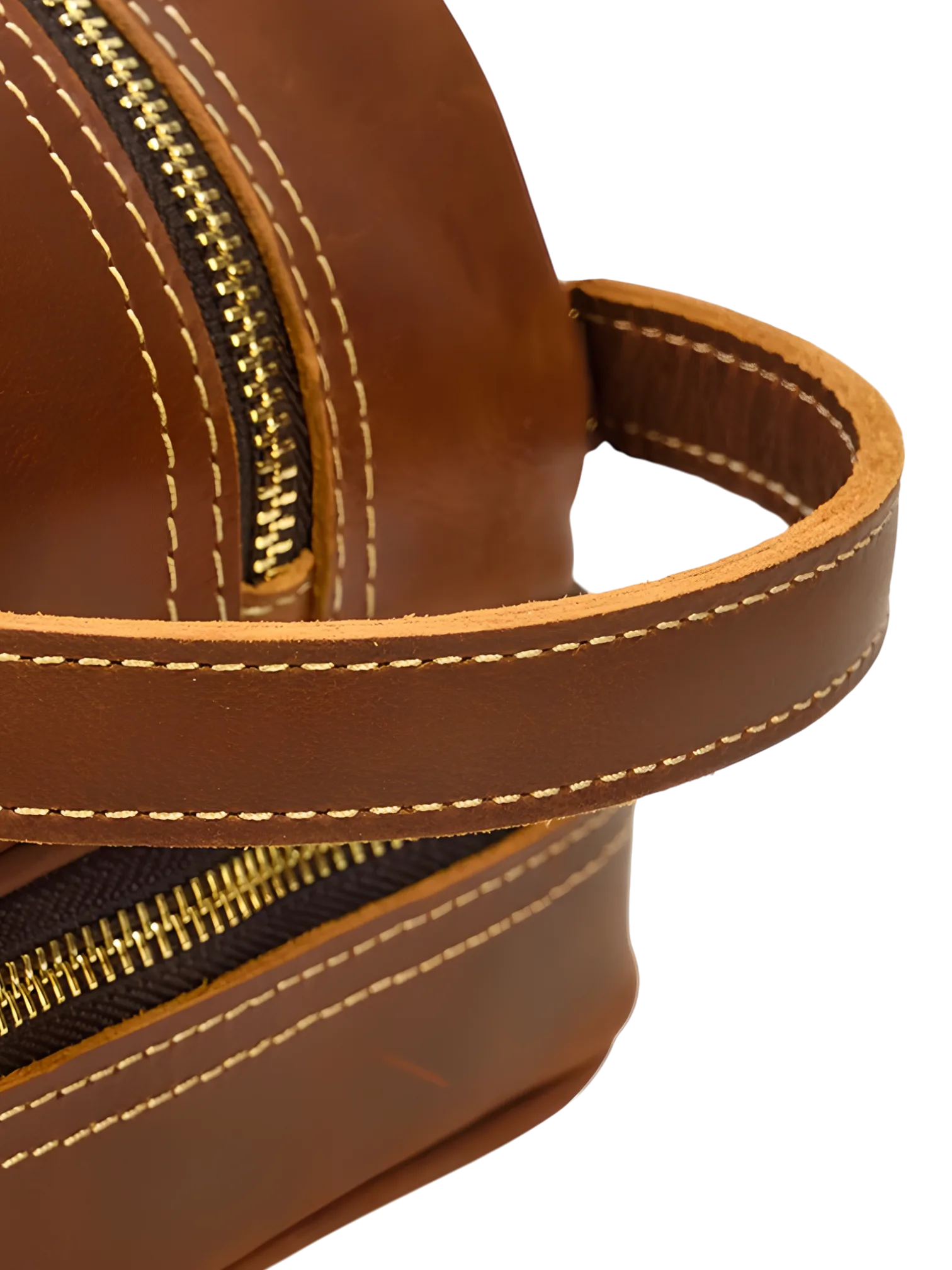 Trousse de toilette homme femme cuir rétro à compartiments coloris marron détails anse