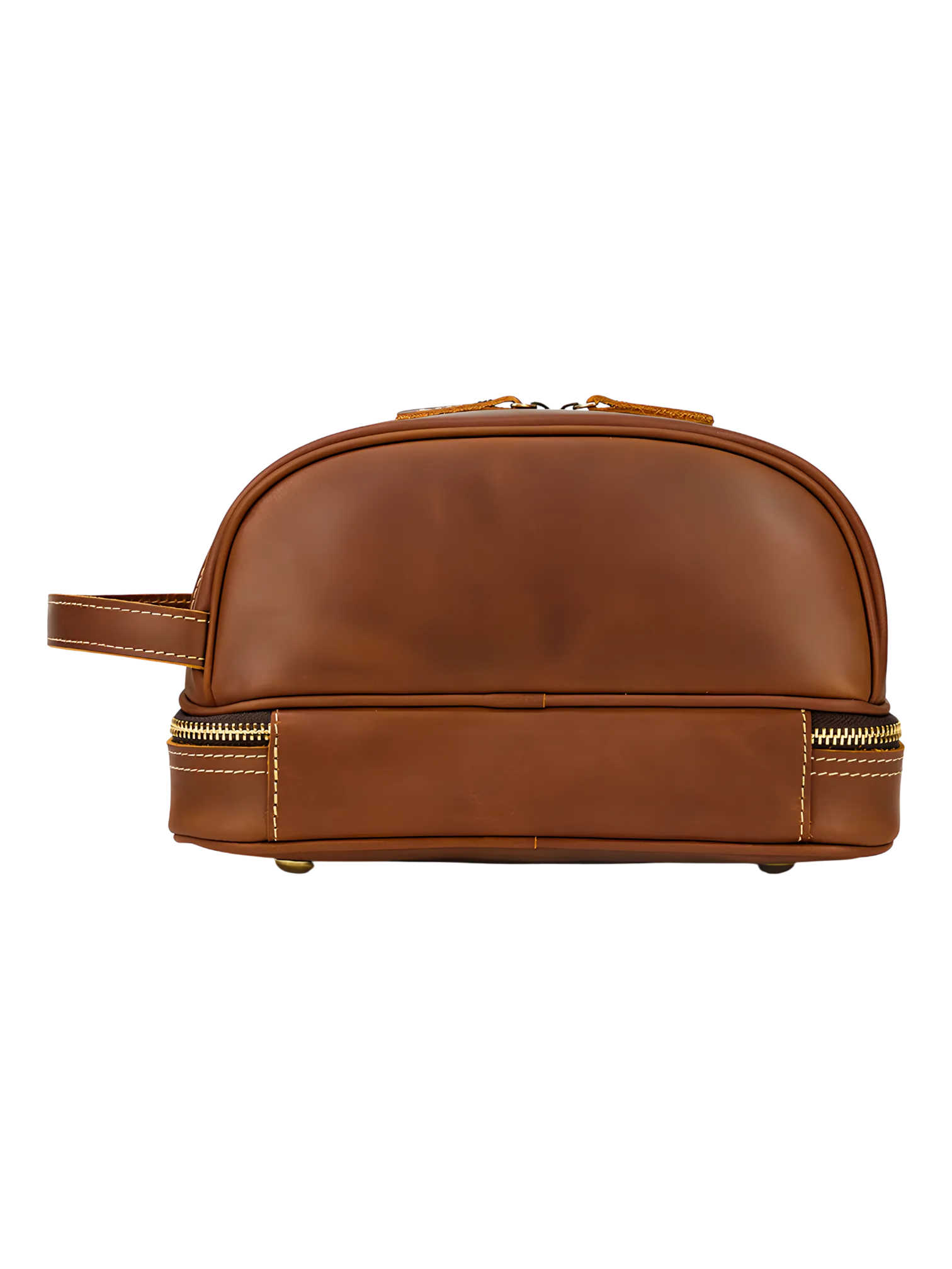 Trousse de toilette homme femme cuir rétro à compartiments coloris marron vue arrière 2