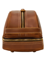 Neceser retro de piel para hombre y mujer con compartimentos marrones asa trasera Neceser retro de piel para hombre y mujer con compartimentos marrones asa trasera
