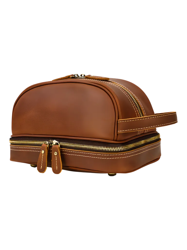 Neceser grande de piel, retro y vintage, para hombre y mujer, dos