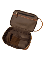 Borsa da toilette in pelle retrò per uomo e donna con scomparti interni Borsa da toilette in pelle retrò per uomo e donna con scomparti interni