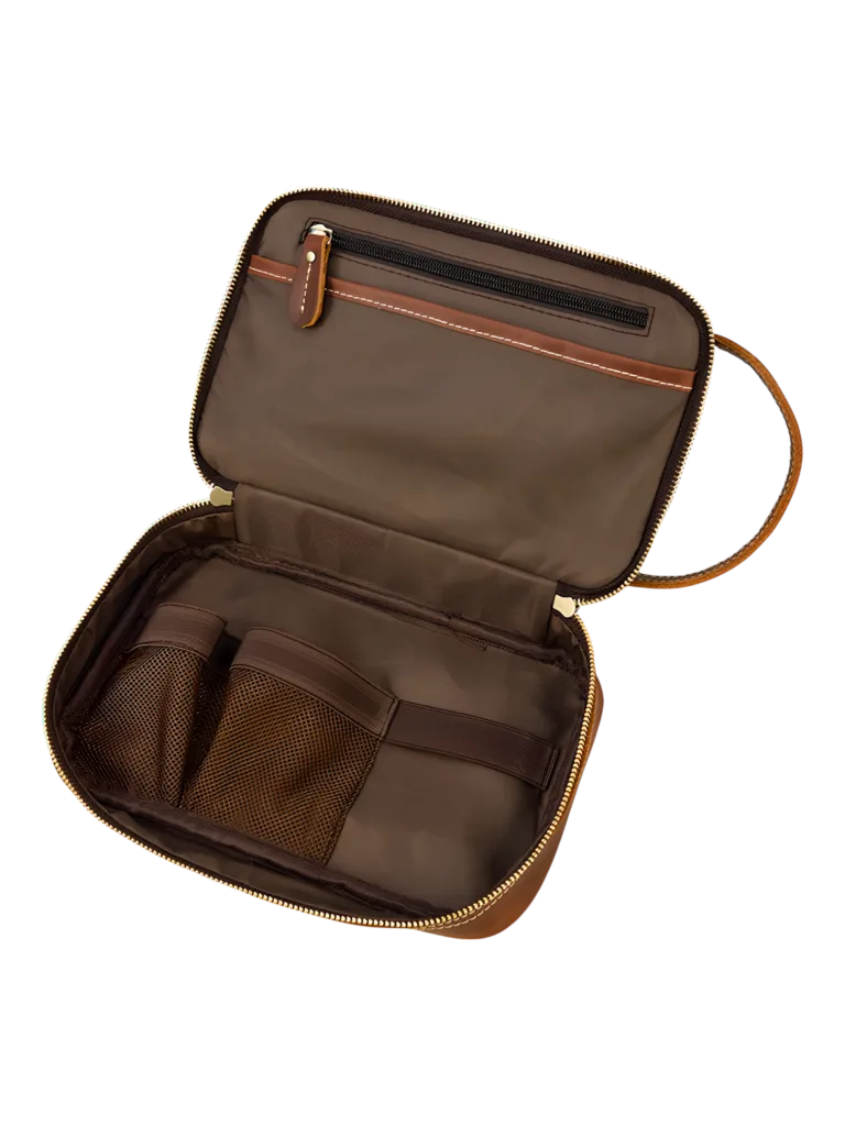 Neceser retro de piel para hombre y mujer con compartimentos interiores