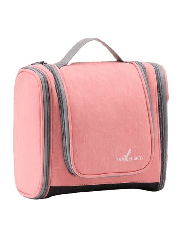 Waterproof travel cosmetic bag coral pink
