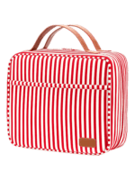 Large women's toiletry bag with hanging compartments, travel, stripes pattern, red model stripes Large women's toiletry bag with hanging compartments, travel, stripes pattern, red model stripes