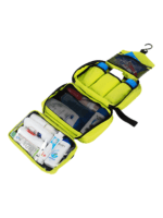 Trousse de toilette à crochet, camping, trekking, voyage, à suspendre en toile parachute avec compartiments, grand modèle jaune fluo 1