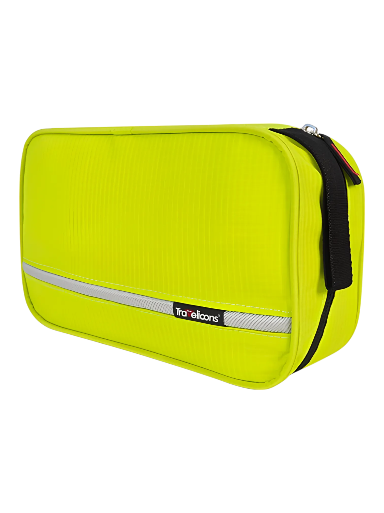 Trousse de toilette à crochet, camping, trekking, voyage, à suspendre en toile parachute avec compartiments, grand modèle jaune fluo