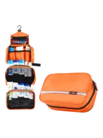 Necesario de viaje con gancho, camping, trekking, viaje, lona de paracaídas con compartimentos, modelo grande naranja Necesario de viaje con gancho, camping, trekking, viaje, lona de paracaídas con compartimentos, modelo grande naranja