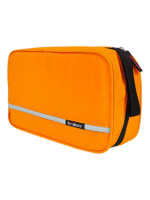 Trousse de toilette à crochet, camping, trekking, voyage, à suspendre en toile parachute avec compartiments, grand modèle orange 2