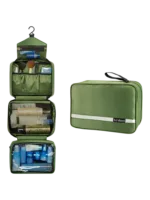 Bolsa de aseo con gancho, para camping, trekking, viajes, lona de paracaídas con compartimentos, modelo grande verde. Bolsa de aseo con gancho, para camping, trekking, viajes, lona de paracaídas con compartimentos, modelo grande verde.
