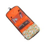 Trousse de toilette a suspendre fleurie couleur orange 1