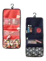 Trousse de toilette fleurie avec crochet à suspendre