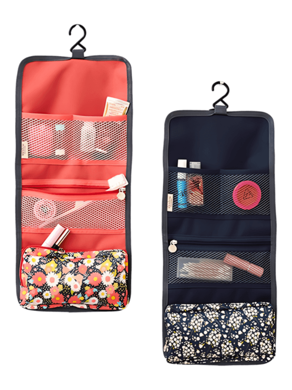 Trousse de toilette fleurie avec crochet à suspendre