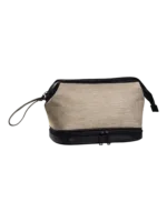 Borsa da toilette da uomo a due scomparti, tinta unita con diversi colori beige Borsa da toilette da uomo a due scomparti, tinta unita con diversi colori beige