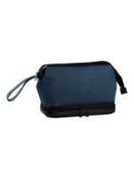 Borsa da toilette da uomo a due scomparti, tinta unita con diversi colori blu navy Borsa da toilette da uomo a due scomparti, tinta unita con diversi colori blu navy