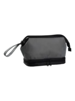 Borsa da toilette da uomo a due scomparti, tinta unita con diversi colori di grigio Borsa da toilette da uomo a due scomparti, tinta unita con diversi colori di grigio