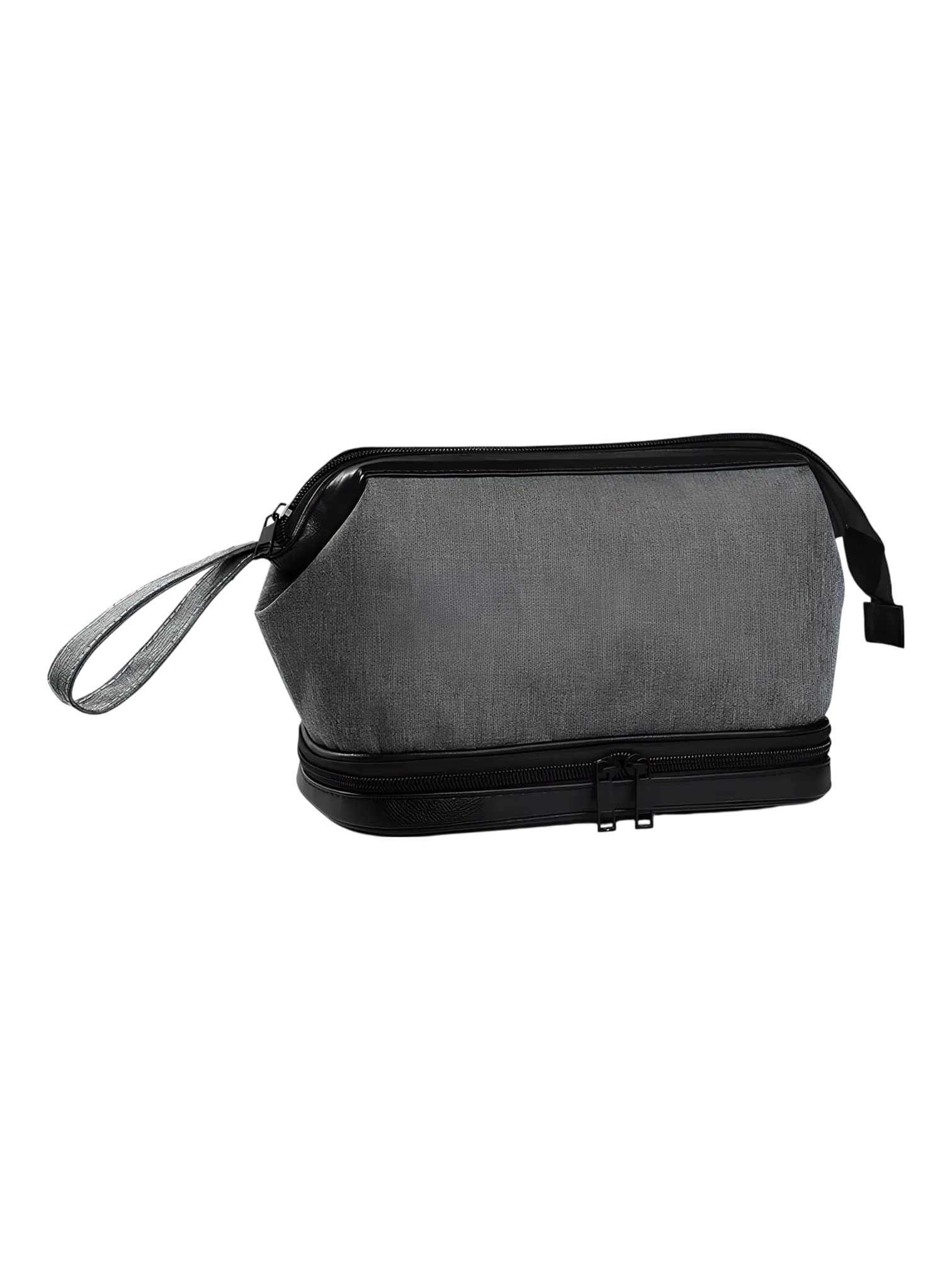 Trousse de toilette homme deux compartiments, couleur unie avec plusieurs coloris couleur gris