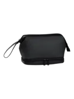 Borsa da toilette per uomo a due scomparti, tinta unita con diversi colori neri Borsa da toilette da uomo a due scomparti, tinta unita con diversi colori neri