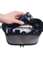 Neceser de hombre de dos compartimentos, color sólido con varios colores, vista interior del compartimento principal Neceser de hombre de dos compartimentos, color sólido con varios colores, vista interior del compartimento principal