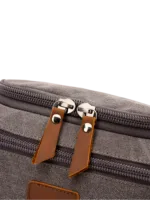 Trousse de toilette homme en toile avec empiècements cuirs et pochette extérieure couleur unie détails zip fermeture Trousse de toilette homme en toile avec empiècements cuirs et pochette extérieure couleur unie détails zip fermeture