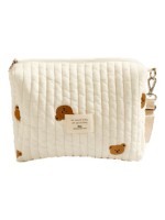 Petite trousse bébé brodée avec attache poussette ourson