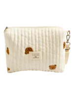 Petite trousse bébé brodée avec attache poussette ourson
