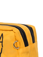 Trousse de toilette femme bonne humeur et pensée positive, plusieurs coloris, deux compartiments modèle jaune de côté