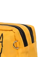 Trousse de toilette femme bonne humeur et pensée positive, plusieurs coloris, deux compartiments modèle jaune de côté