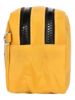 Trousse de toilette femme bonne humeur et pensée positive, plusieurs coloris, deux compartiments modèle jaune vue côté