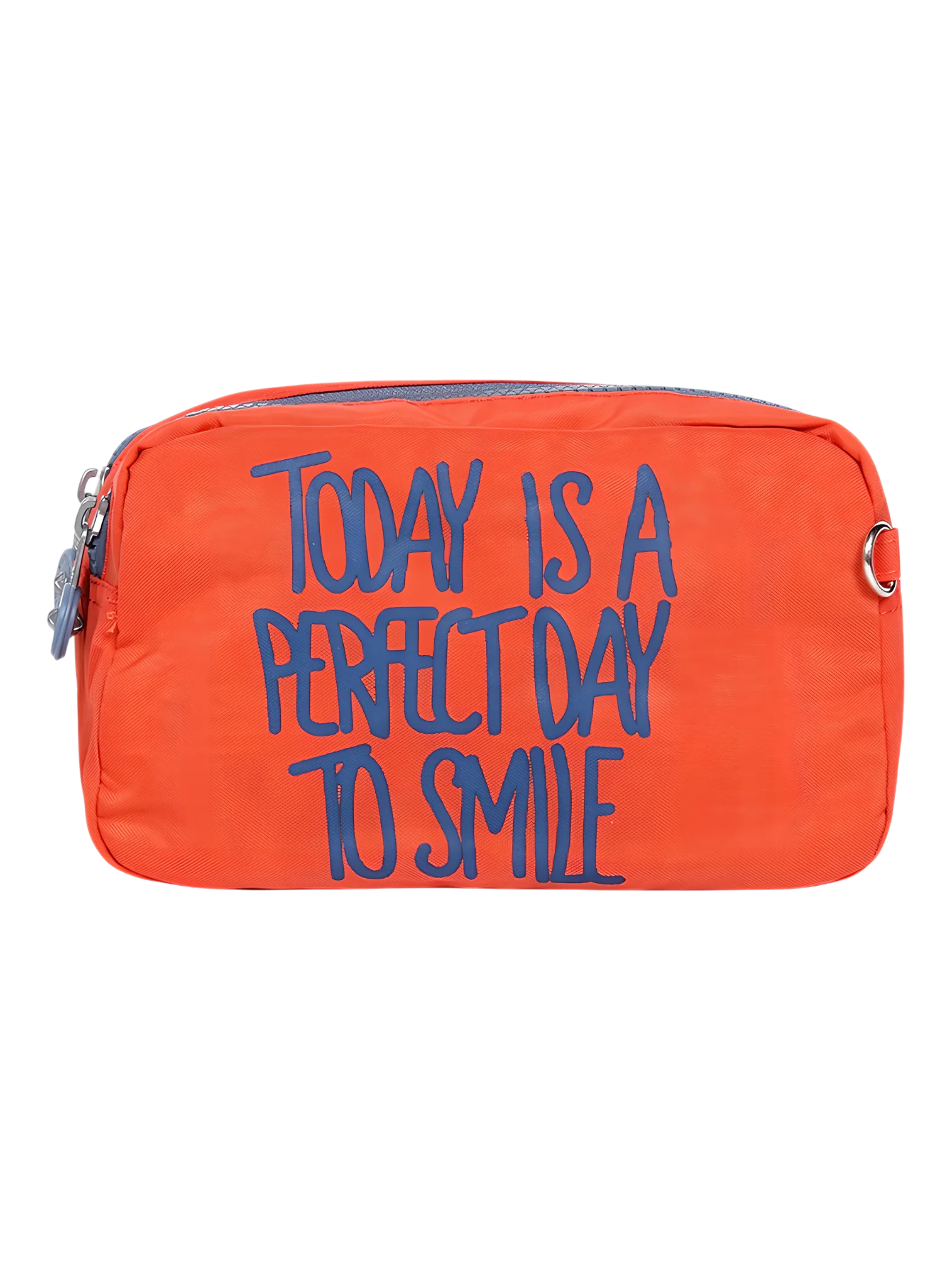 Trousse de toilette femme bonne humeur et pensée positive, plusieurs coloris, deux compartiments modèle orange