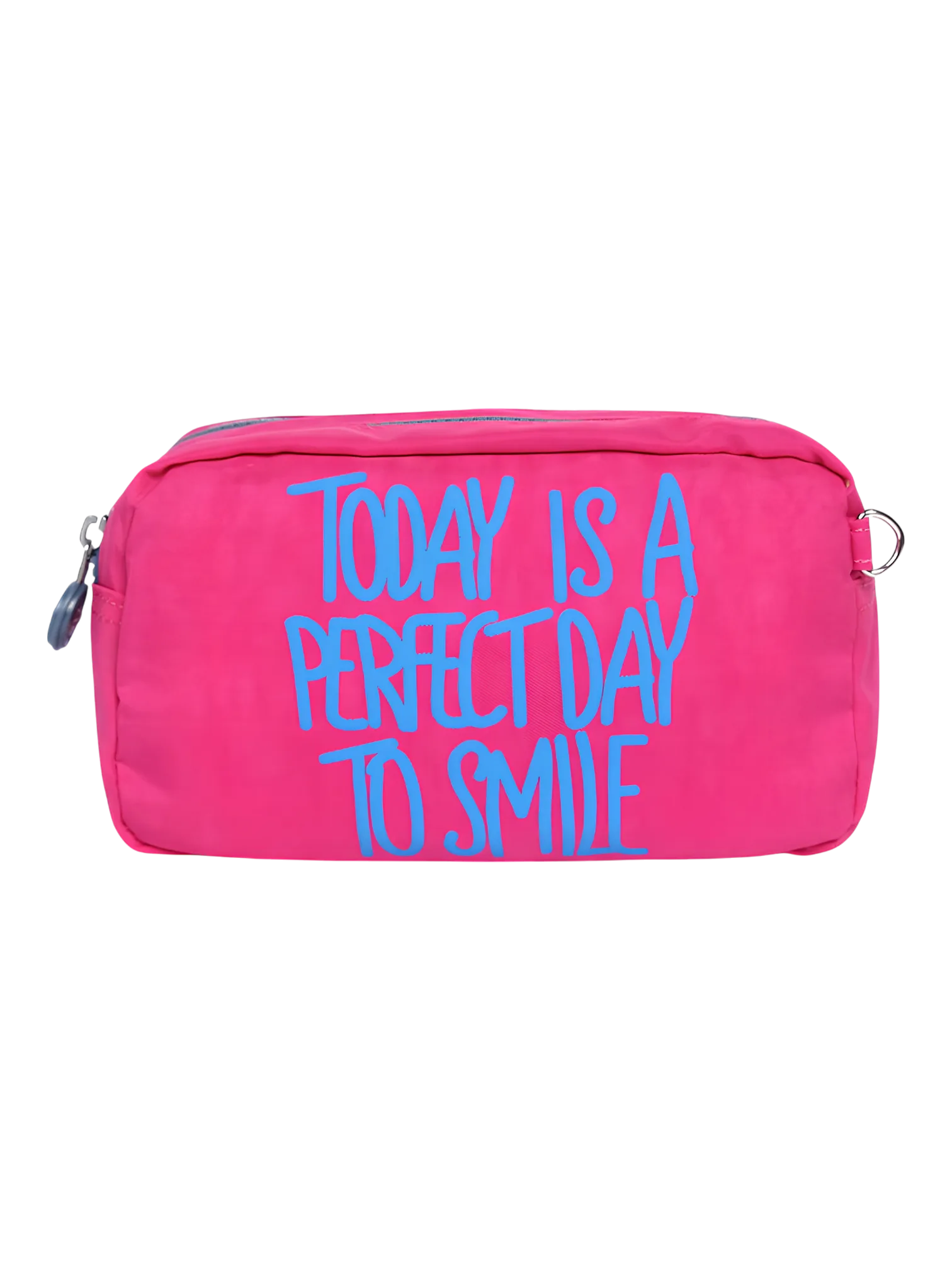 Trousse de toilette femme bonne humeur et pensée positive, plusieurs coloris, deux compartiments modèle rose